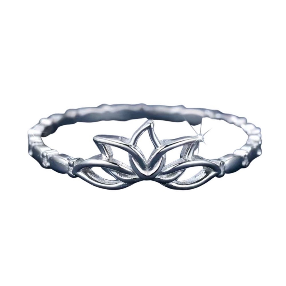 Sterling silver 925 lotus ring, size 7